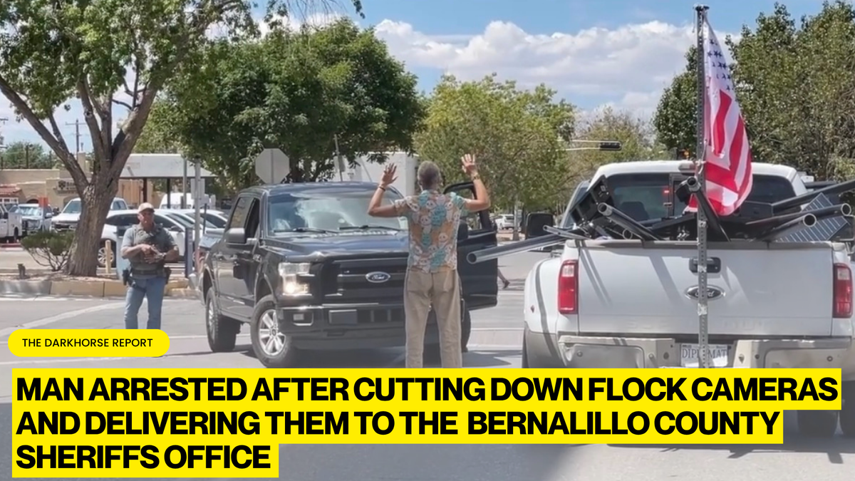 ALBUQUERQUE MAN ARRESTED AFTER DRIVING PICKUP TRUCK LOADED WITH FLOCK SURVEILLANCE CAMERAS NEAR BERNALILLO COUNTY SHERIFF HEADQUARTERS