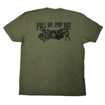 The DH MINIVAN PULL UP. POP OUT. V4 Tee (OD GREEN)