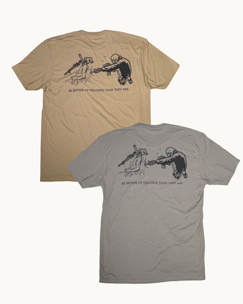 LIMITED EDITION // "BE BETTER AT VIOLENCE" DESERT TAN // CONCRETE GREY
